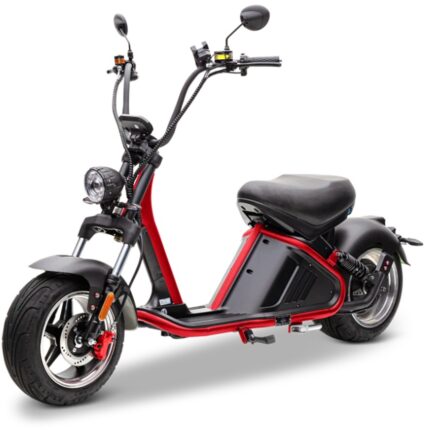 Le Mango 2.0 combine design chopper compact et mobilité électrique moderne. Position basse, roues larges et style affirmé pour rouler en ville avec confort et personnalité.